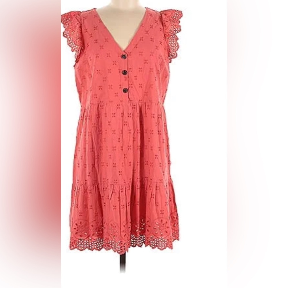 Coral Eyelet Dress